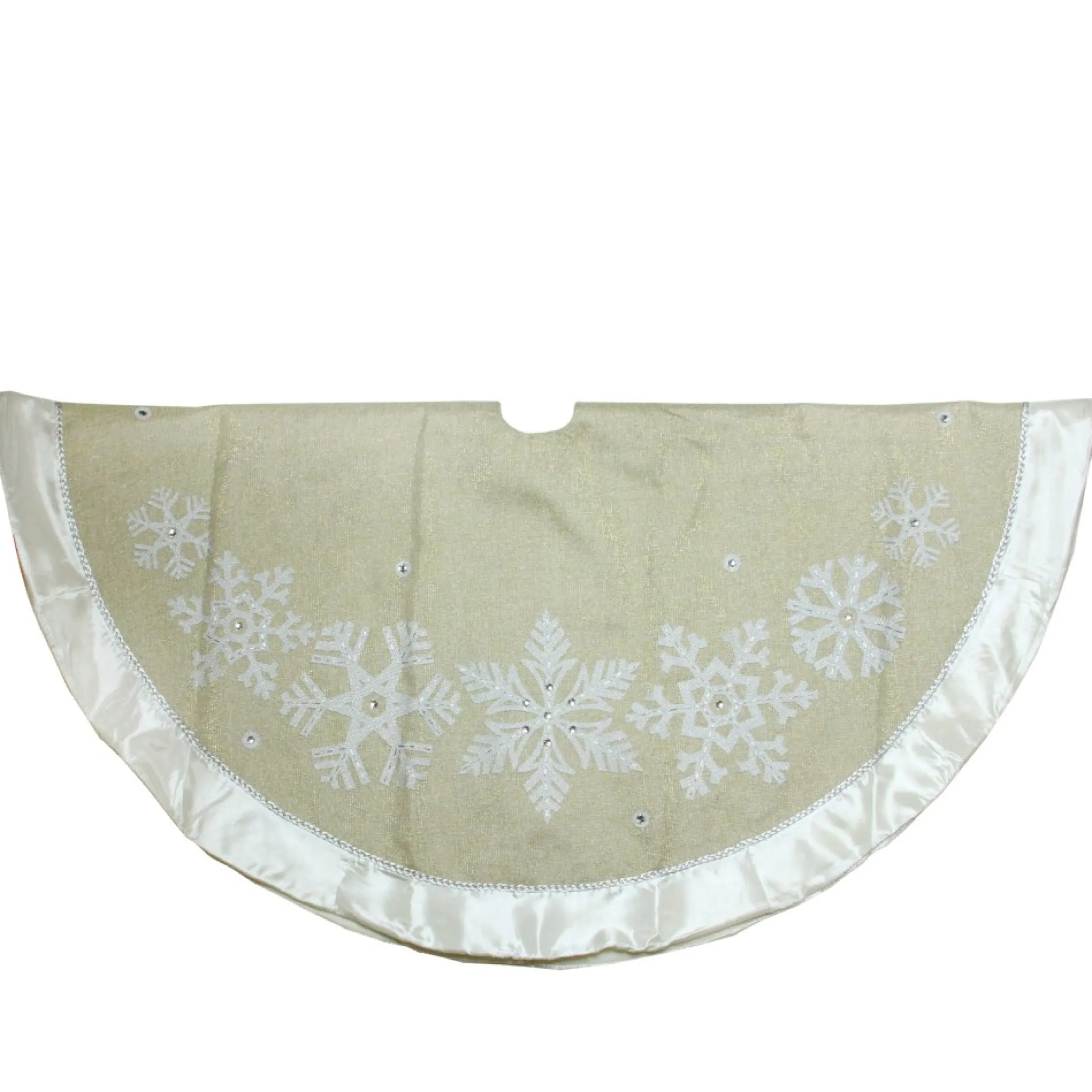 48" Gold And Silver Bordered Snowflake Christmas Tree Skirt