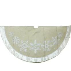 48" Gold And Silver Bordered Snowflake Christmas Tree Skirt