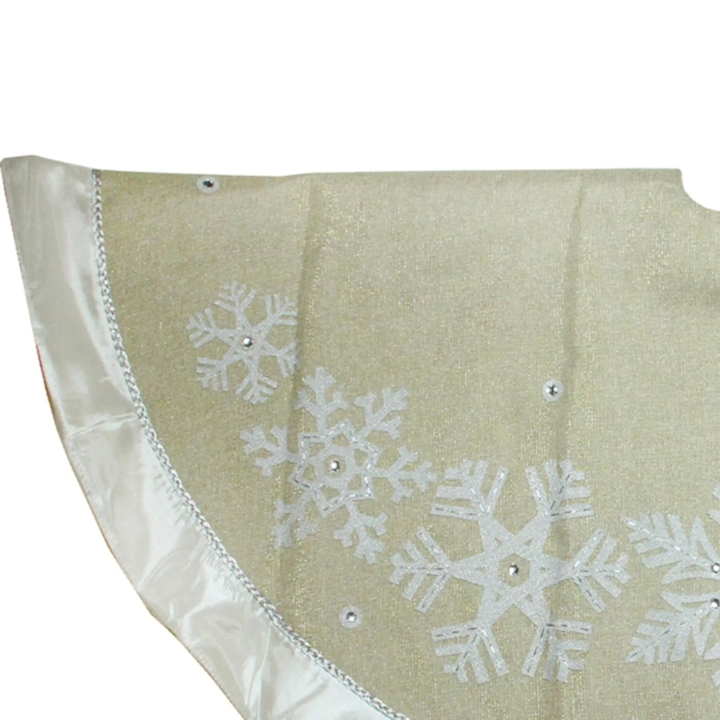48" Gold And Silver Bordered Snowflake Christmas Tree Skirt