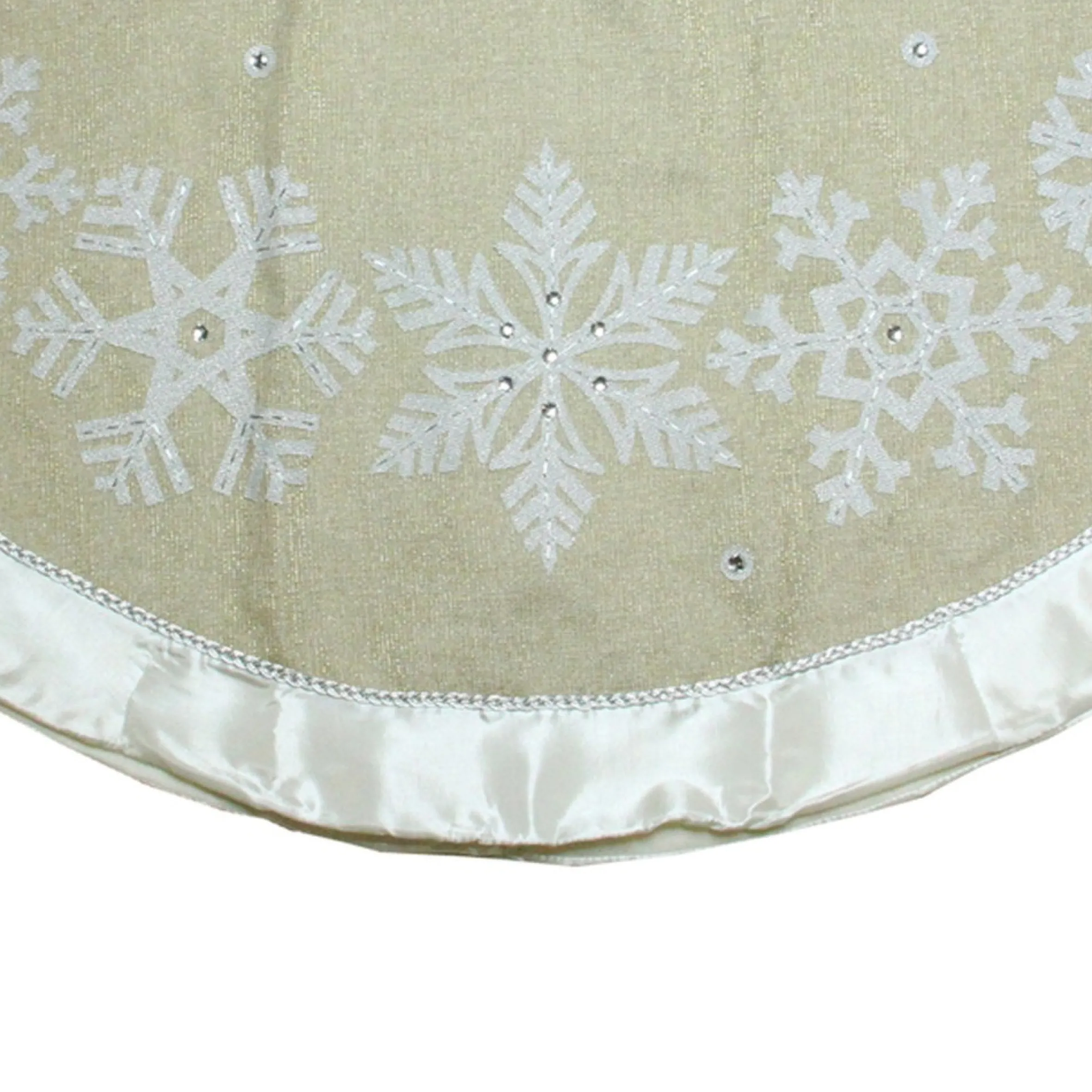 48" Gold And Silver Bordered Snowflake Christmas Tree Skirt