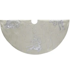 50" Gold And Silver Christmas Tree Skirt With Reindeer