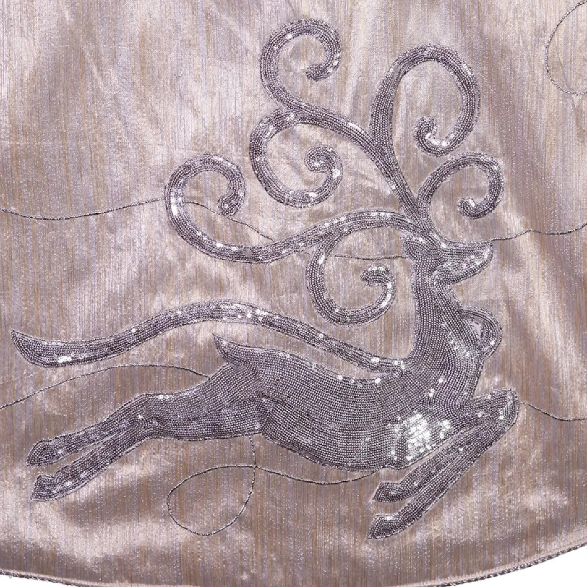 50" Gold And Silver Christmas Tree Skirt With Reindeer