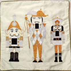 16.5" Gold And Silver Nutcrackers Christmas Square Throw Pillow