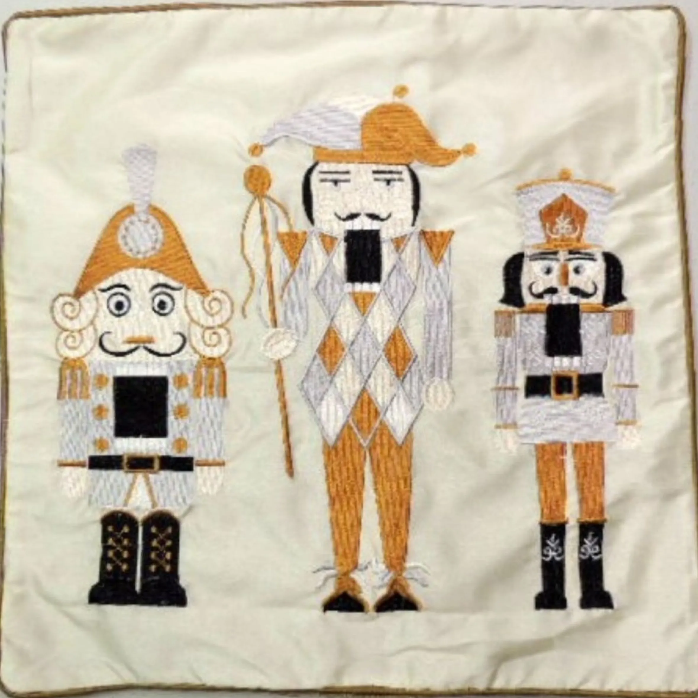 16.5" Gold And Silver Nutcrackers Christmas Square Throw Pillow