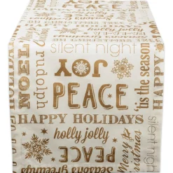 108" Gold And White Christmas College Printed Table Runner