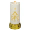 9" Gold And White Nativity Scene Flameless Candle