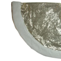 47" Gold And White Round High Pile Fleece Border Christmas Tree Skirt