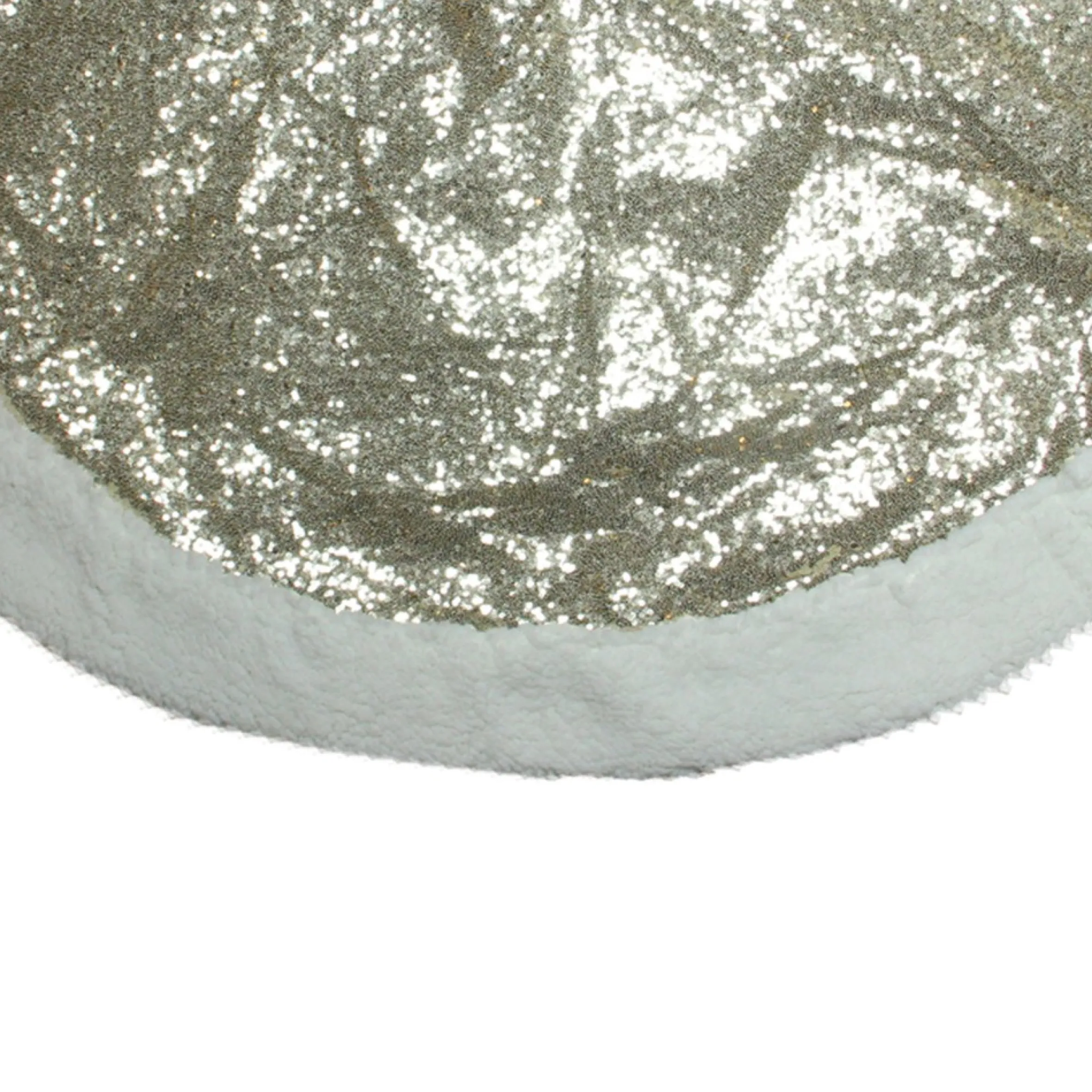 47" Gold And White Round High Pile Fleece Border Christmas Tree Skirt