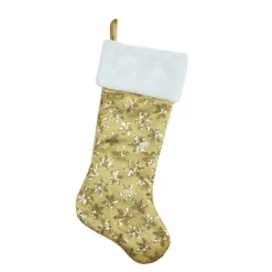 20.5" Gold And White Sequin Snowflake Christmas Stocking