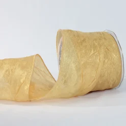 Gold Crinkled Satin Wired Craft Ribbon 3" X 27 Yards