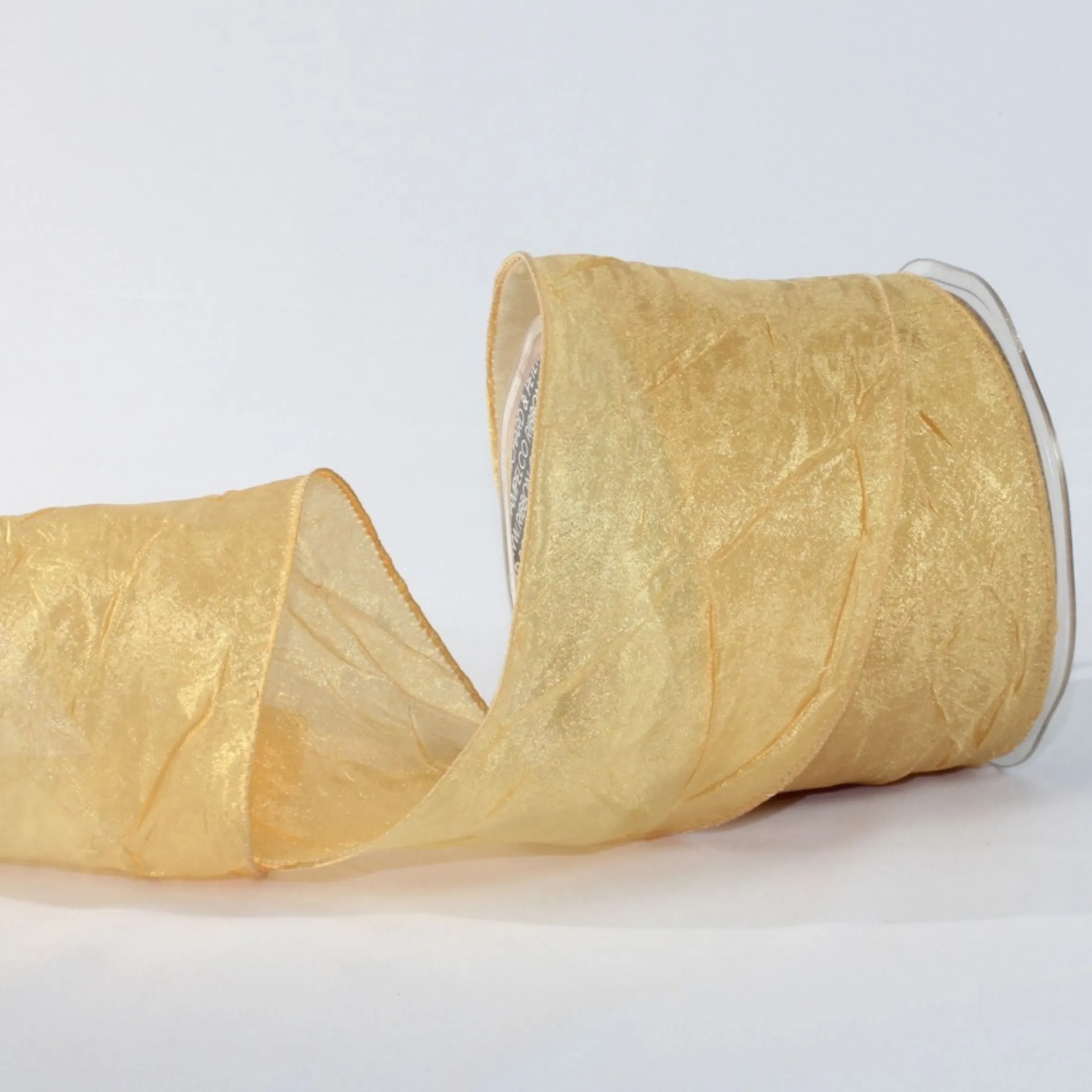 Gold Crinkled Satin Wired Craft Ribbon 3" X 27 Yards