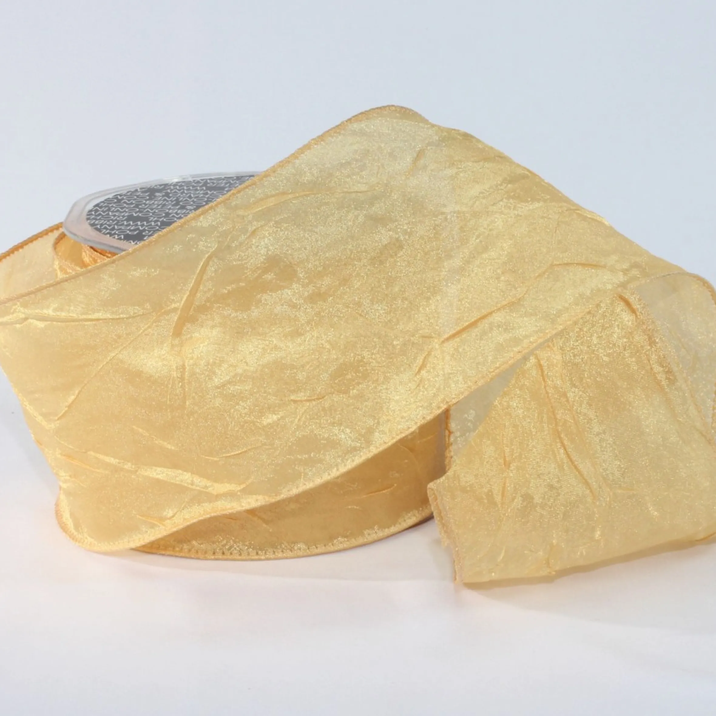Gold Crinkled Satin Wired Craft Ribbon 3" X 27 Yards
