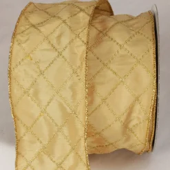 Gold Diamond Stitch Wired Craft Ribbon 3" X 20 Yards