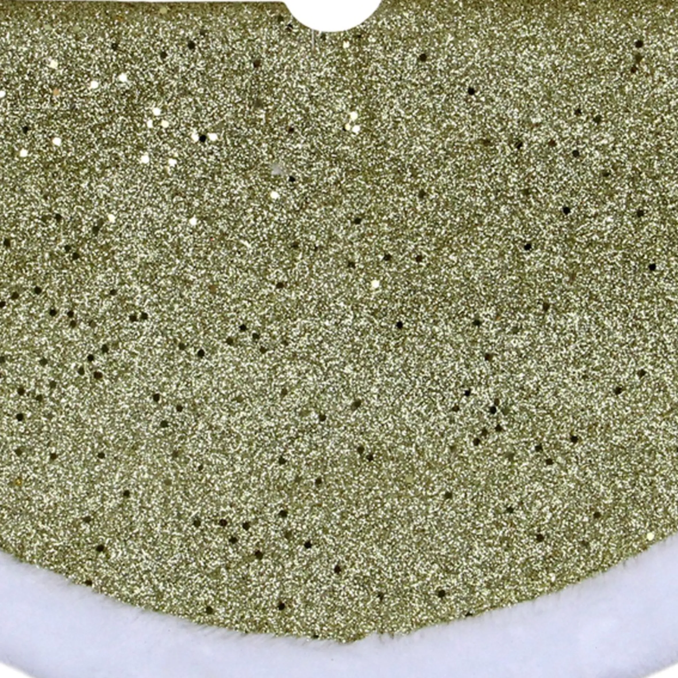 20" Gold Glittered Mini Christmas Tree Skirt With Faux Fur Trim