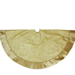48" Gold Glittered Star Christmas Round Tree Skirt