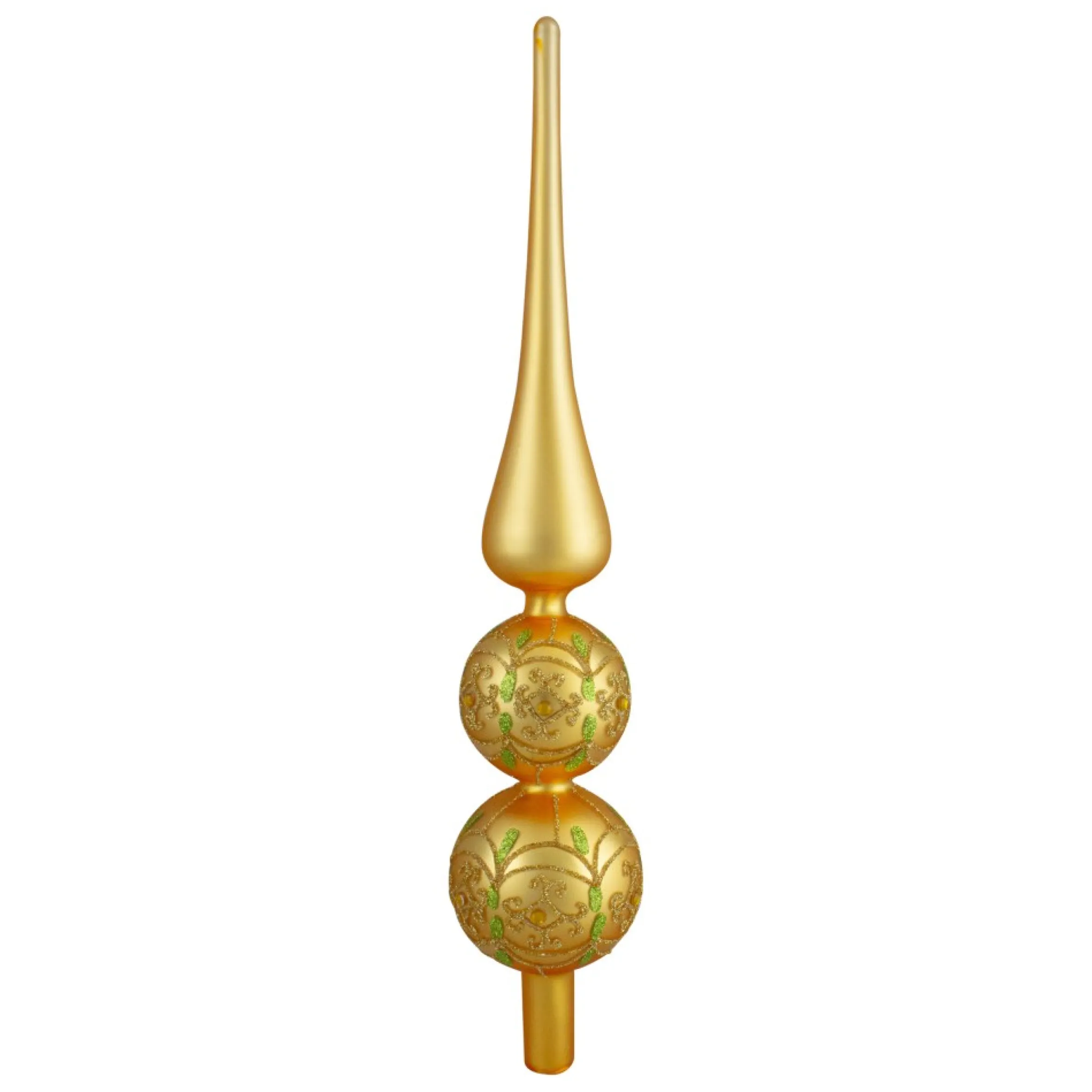 14.75" Gold Glitter Glass Finial Christmas Tree Topper