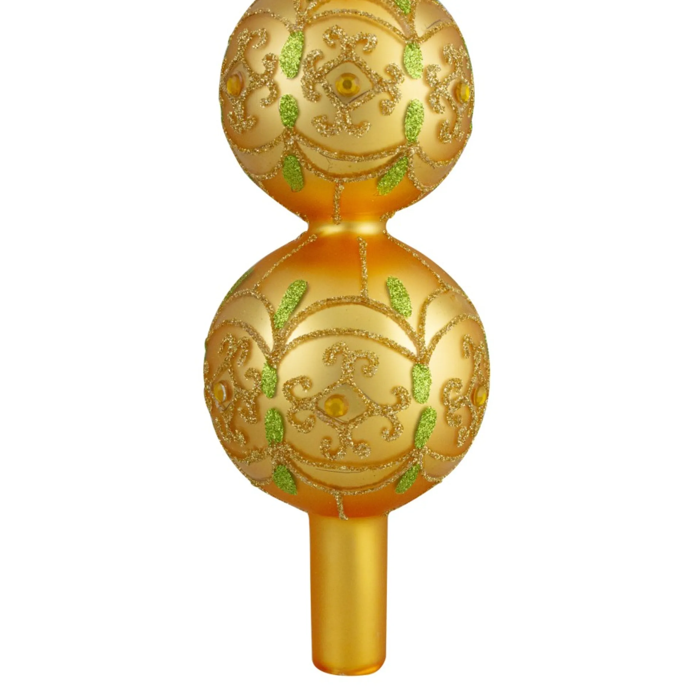 14.75" Gold Glitter Glass Finial Christmas Tree Topper