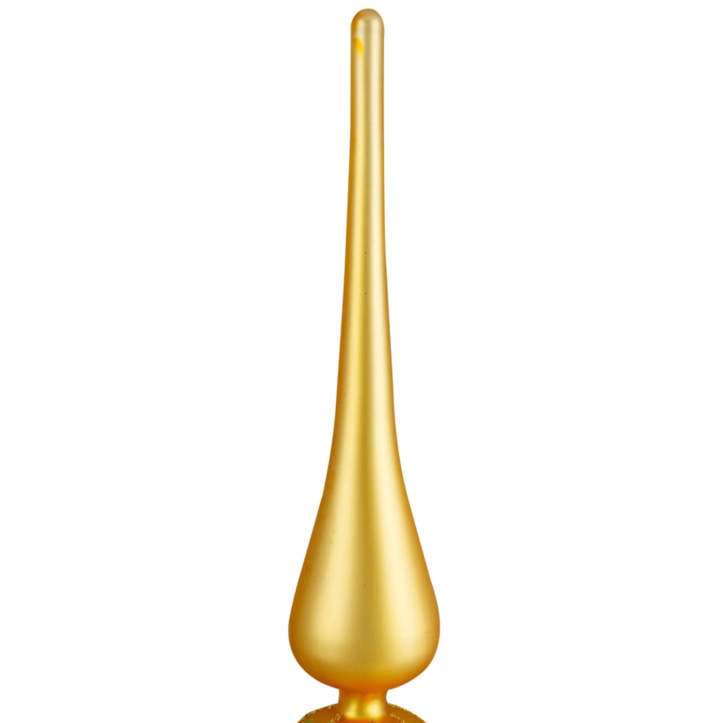 14.75" Gold Glitter Glass Finial Christmas Tree Topper