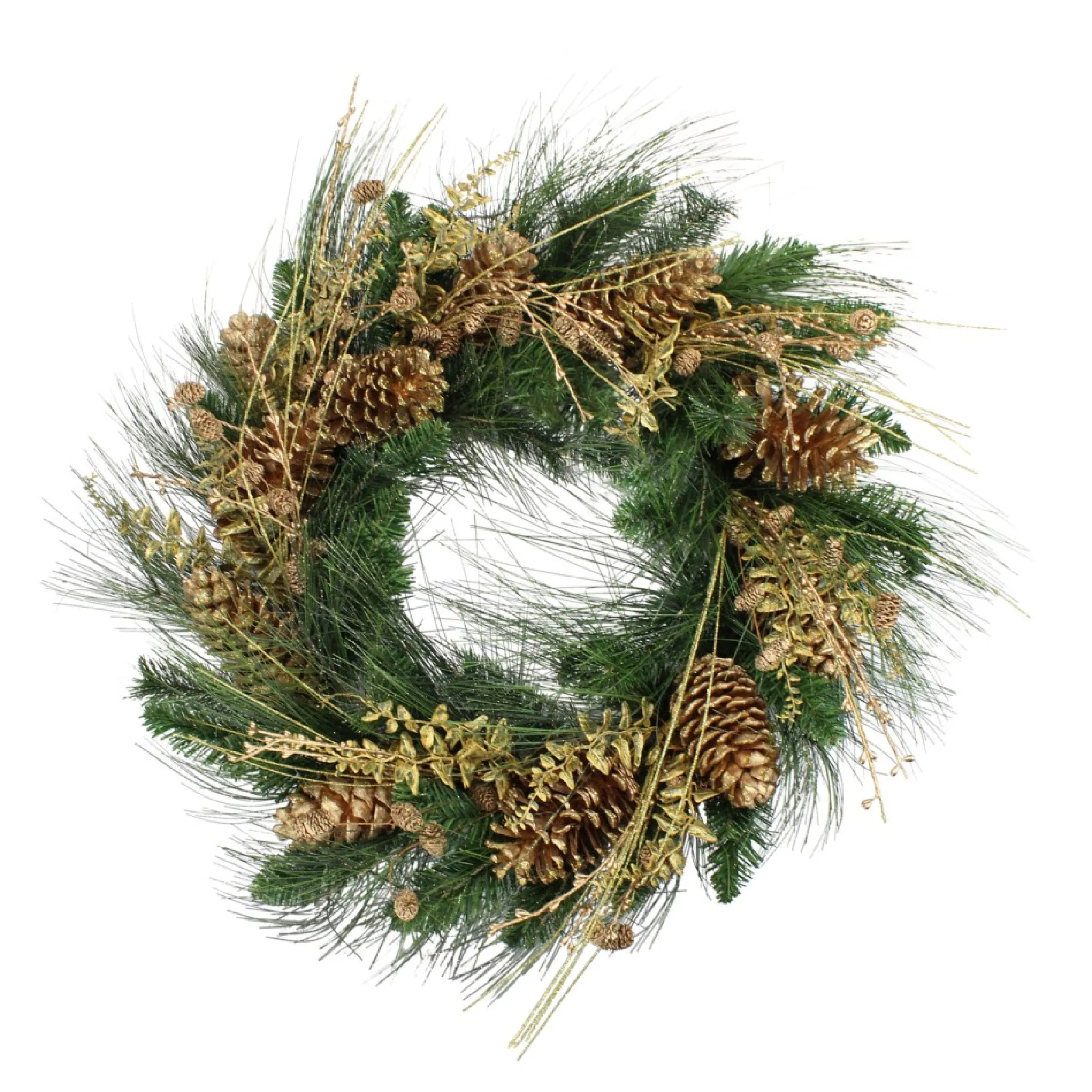 Gold Glitter Pine Cone And Berry Artificial Christmas Wreath - 26-Inch, Unlit