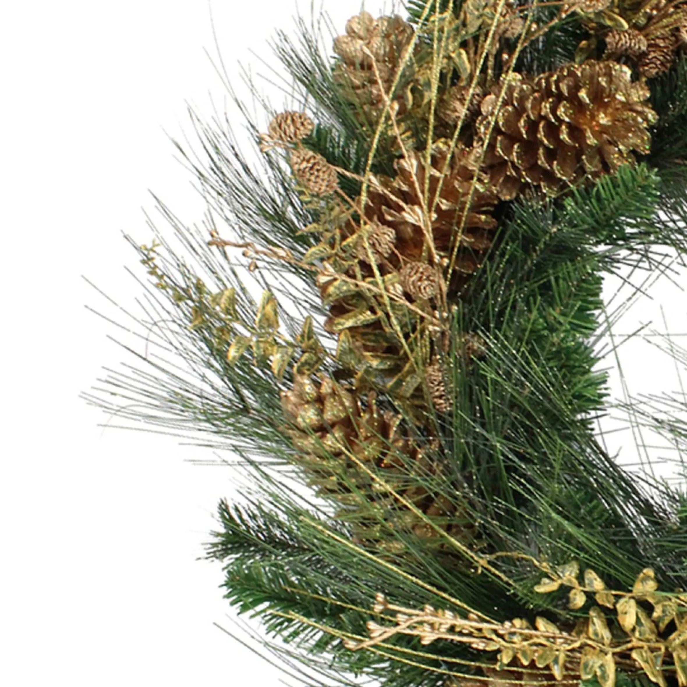 Gold Glitter Pine Cone And Berry Artificial Christmas Wreath - 26-Inch, Unlit