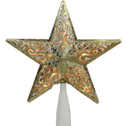8.25" Gold Glitter Star Christmas Tree Topper - Clear Lights