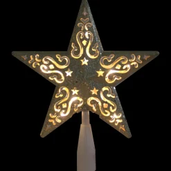 8.25" Gold Glitter Star Christmas Tree Topper - Clear Lights