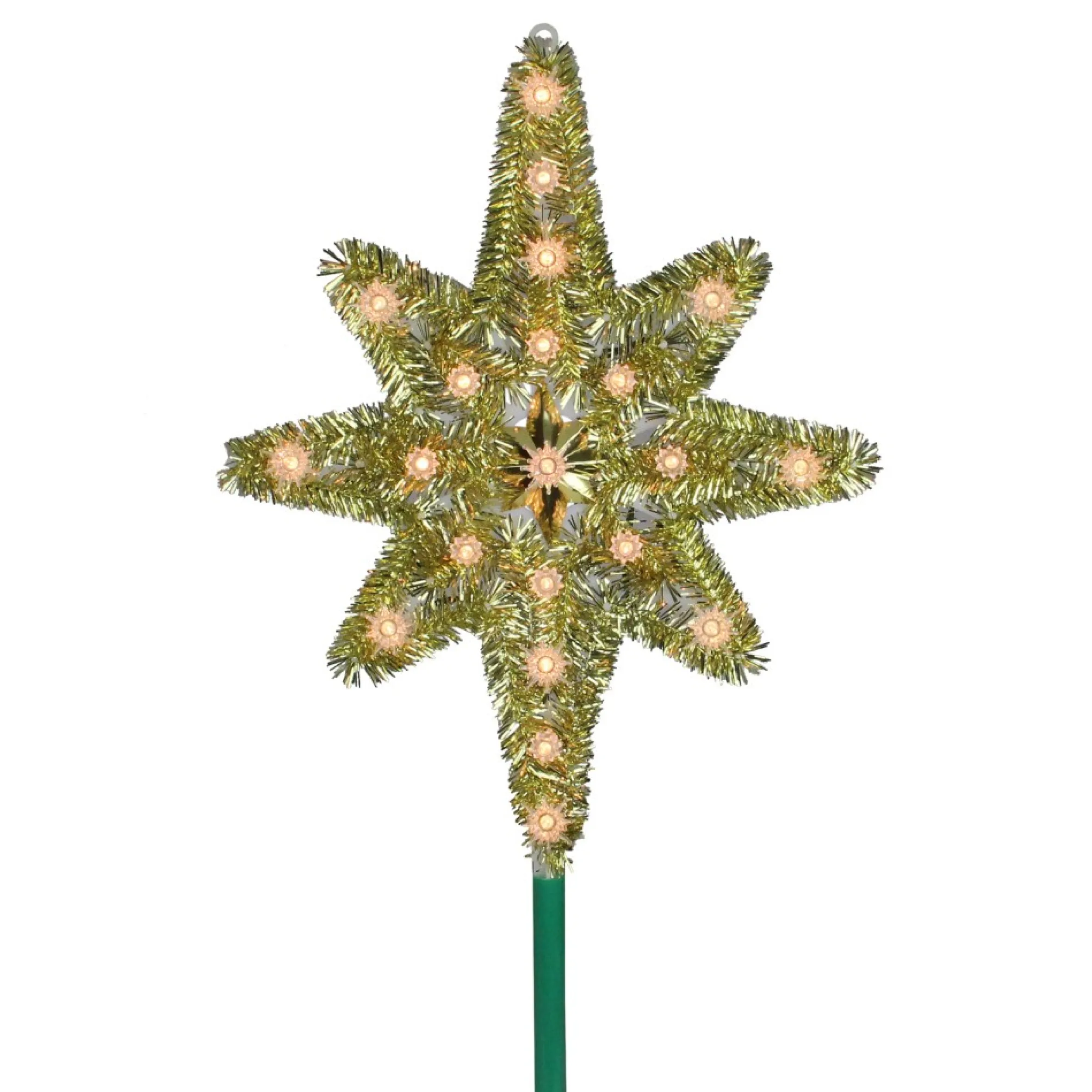 21" Gold Lighted Star Of Bethlehem Christmas Tree Topper - Clear Lights