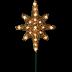 21" Gold Lighted Star Of Bethlehem Christmas Tree Topper - Clear Lights