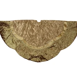 72" Gold Quilted Christmas Tree Skirt With Iridescent Sequins