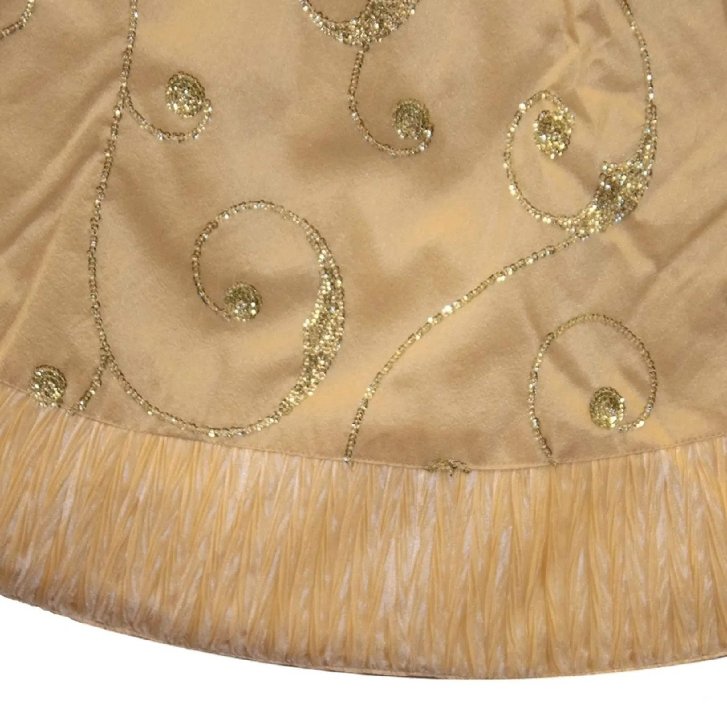 50" Gold Sinuous Sequin Christmas Tree Skirt