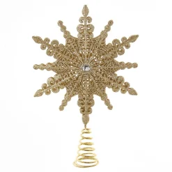 22" Gold Snowflake Christmas Tree Topper, Unlit