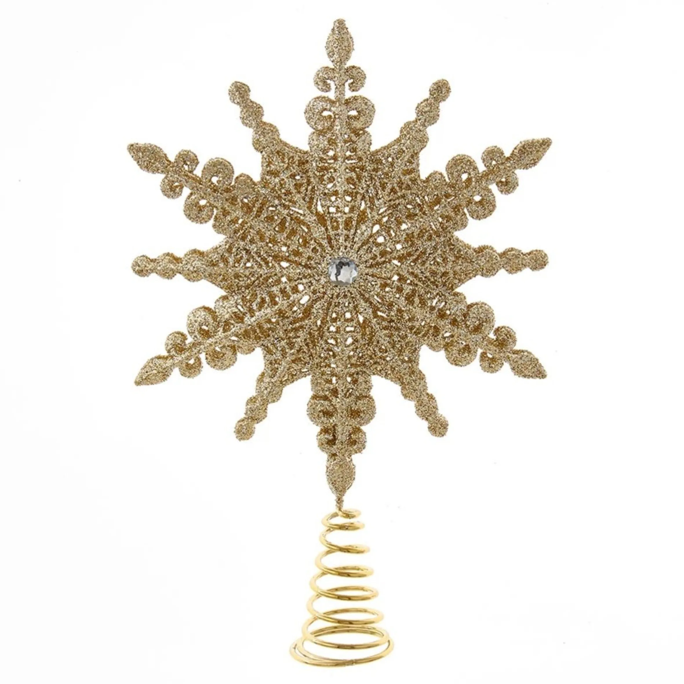 22" Gold Snowflake Christmas Tree Topper, Unlit