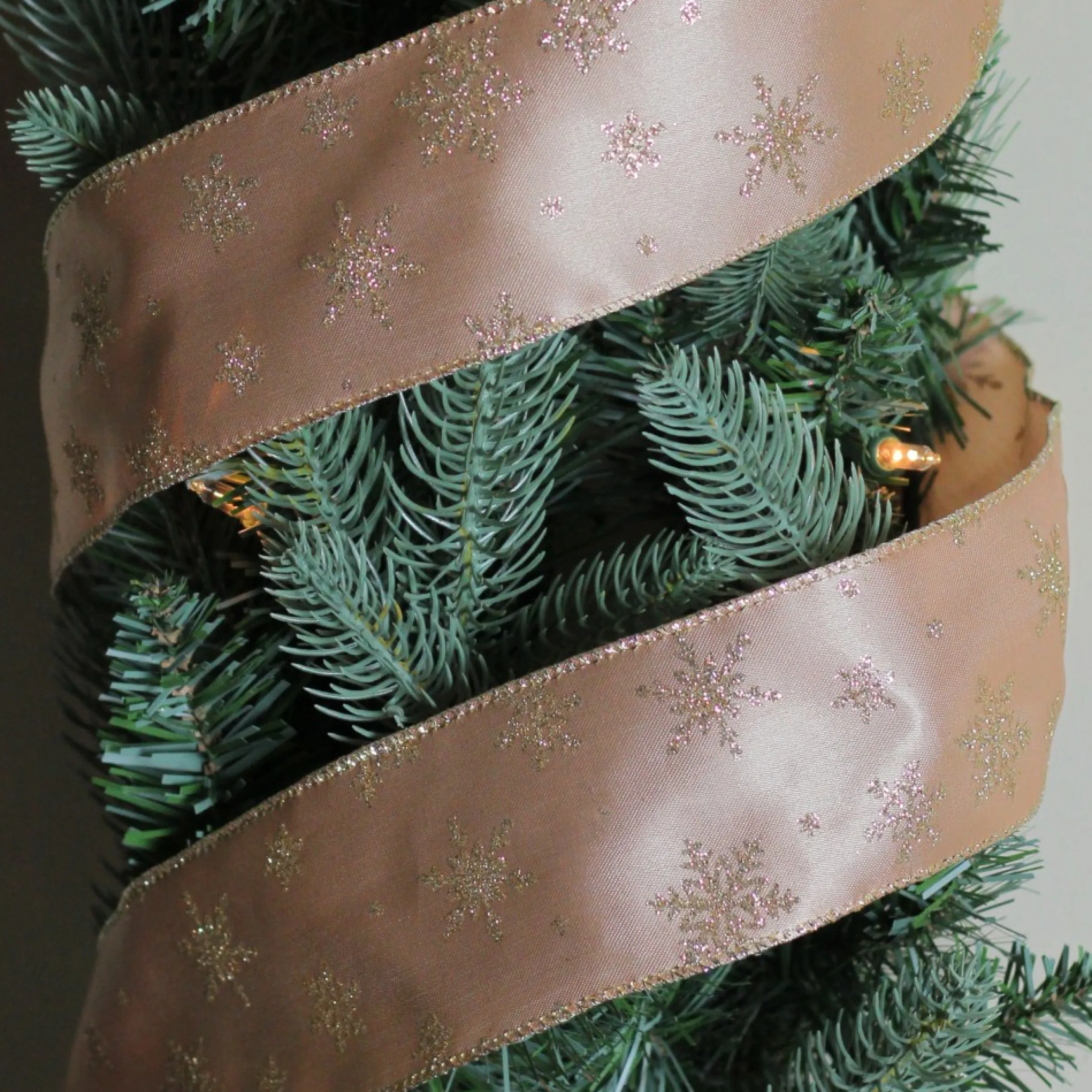 Gold Snowflakes Christmas Wired Craft Ribbon 2.5" X 10 Yards