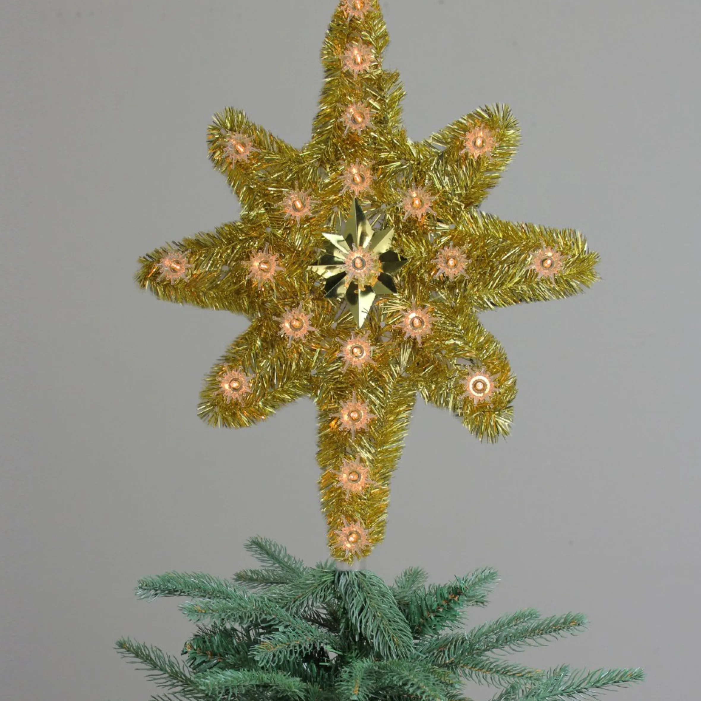 21" Gold Star Of Bethlehem Christmas Tree Topper - Clear Lights