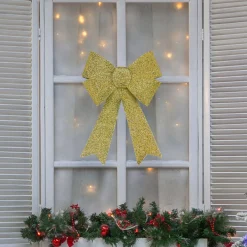 17" Gold Tinsel 4-Loop Bow Christmas Decoration