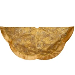 60" Gold Velvet With Glittered Christmas Tree Skirt