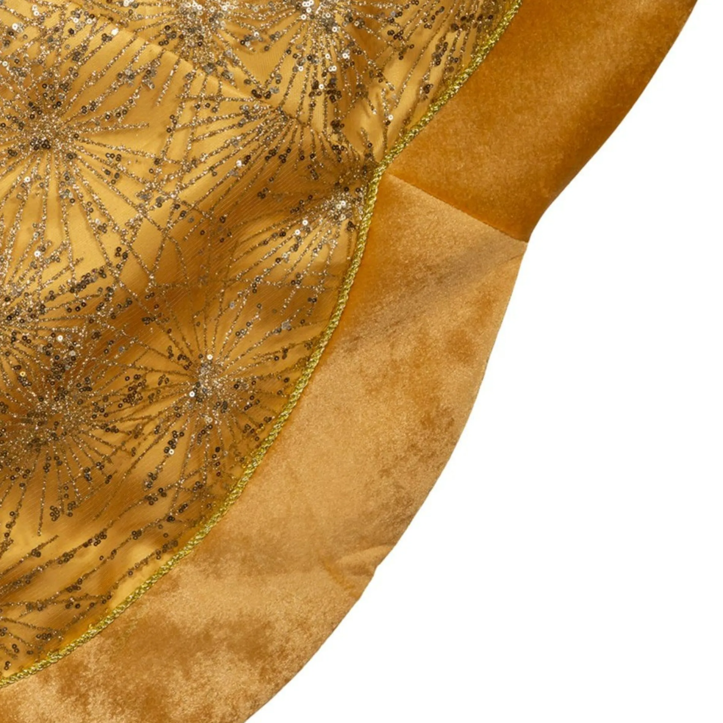 60" Gold Velvet With Glittered Christmas Tree Skirt
