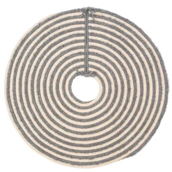 50" Gray And Beige Shag Striped Round Christmas Tree Skirt