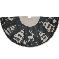 56" Gray And Black Reindeer In Forest Christmas Tree Skirt