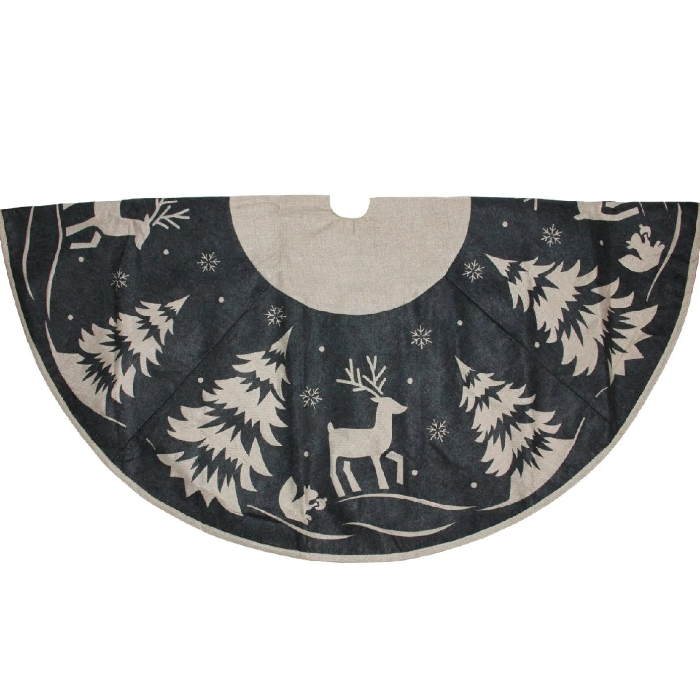 56" Gray And Black Reindeer In Forest Christmas Tree Skirt