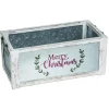 20" Gray And Blue Hand Crafted Christmas Merry Container