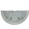 48" Gray And Green 'Merry Christmas' Mottled Tree Skirt With Herringbone Bordered Trim