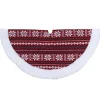 20" Gray And Red Snowflakes Lodge Mini Christmas Tree Skirt With High Pile Fleece Trim