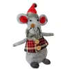 8.25" Gray And Red Standing Mouse With Plaid Jacket Christmas Figurine