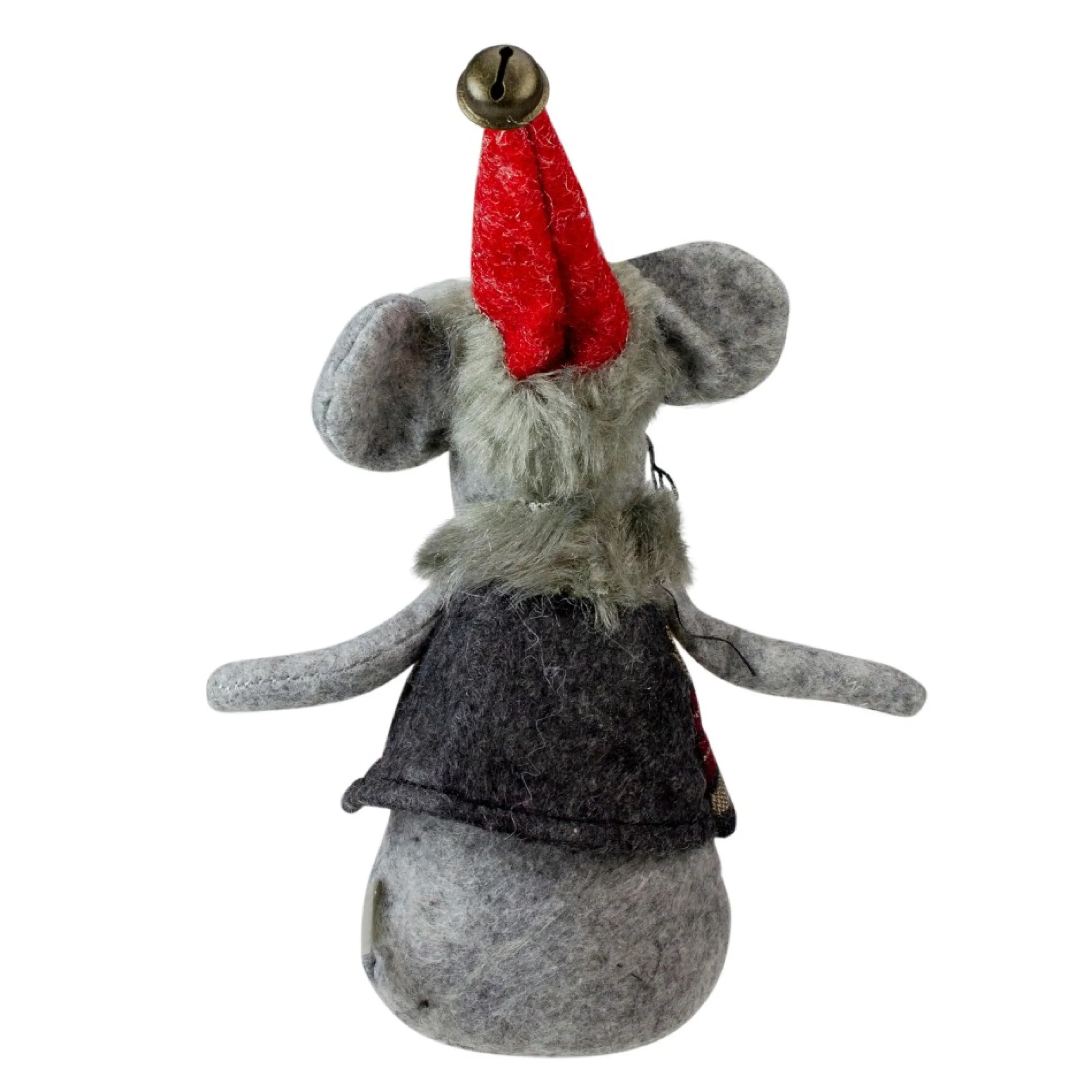 8.25" Gray And Red Standing Mouse With Plaid Jacket Christmas Figurine