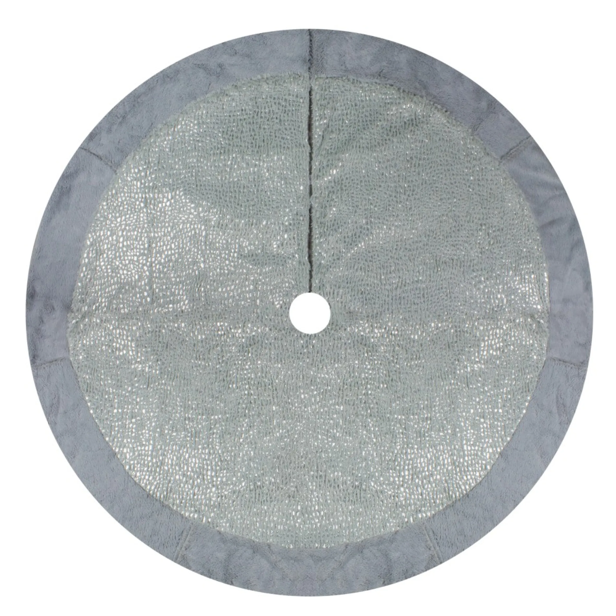 48" Gray And Silver Faux Fur Snake Skin Pattern Christmas Tree Skirt