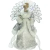 13" Gray And Silver Lighted Fiber Optic Angel In Gown Christmas Tree Topper - Multicolor Lights