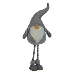 42" Gray And White Adjustable Height Chubby Smirking Gnome