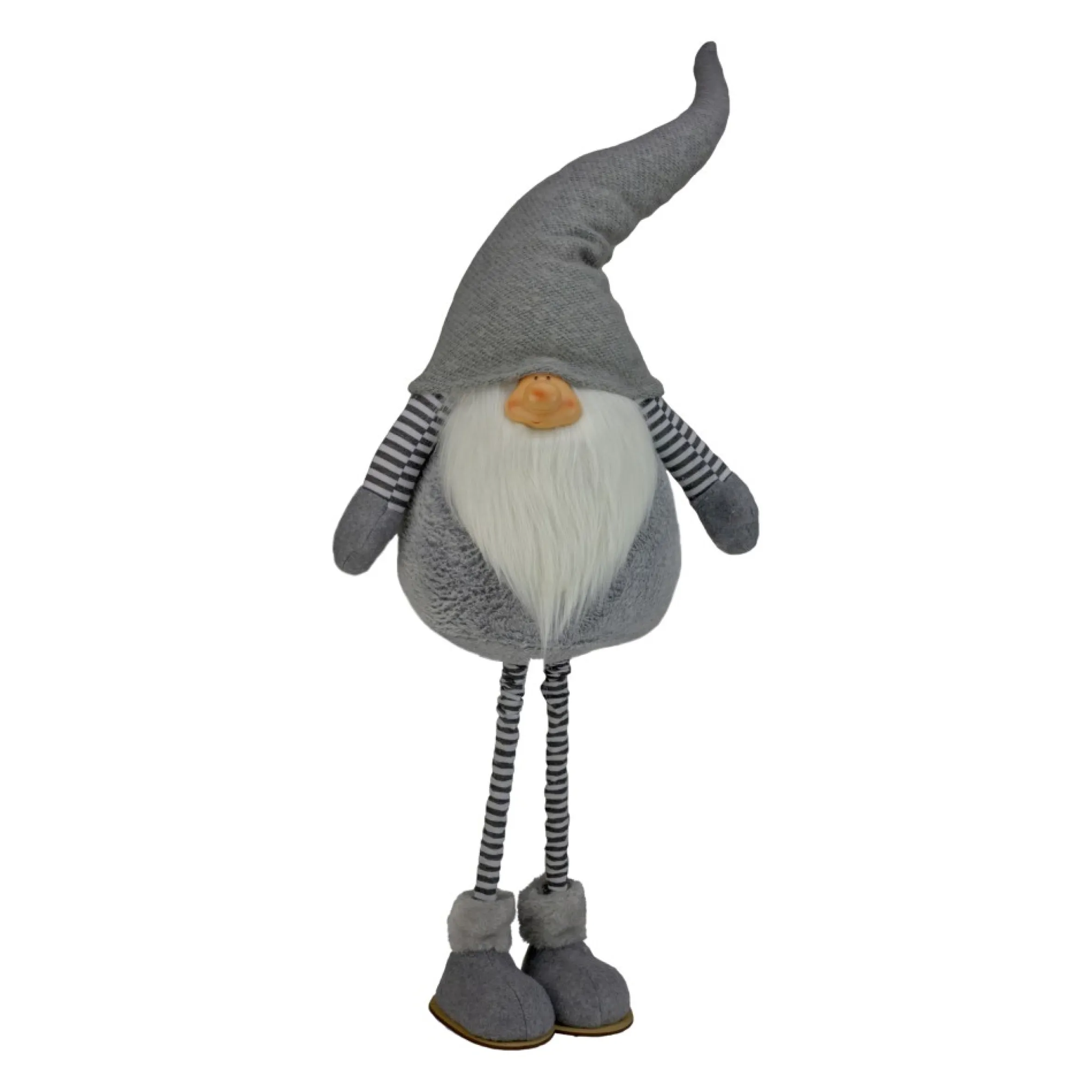 42" Gray And White Adjustable Height Chubby Smirking Gnome