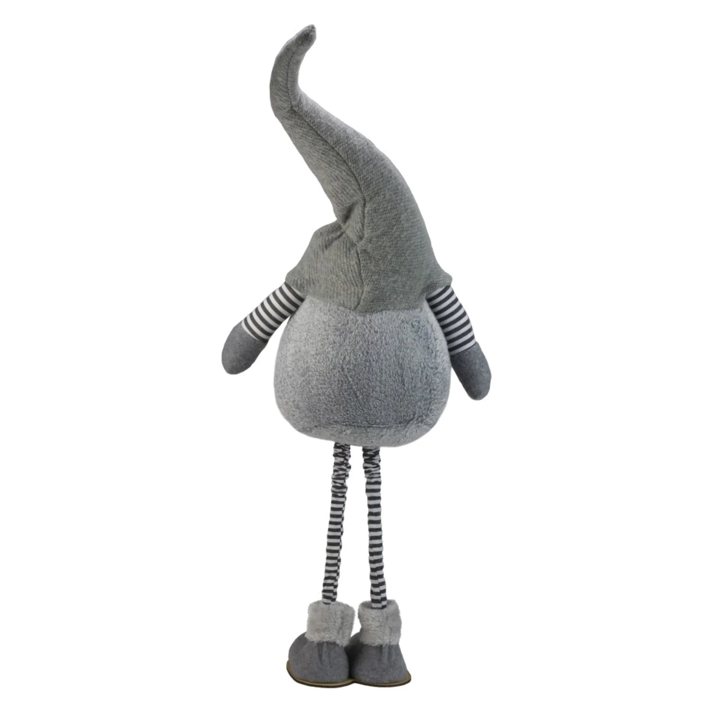42" Gray And White Adjustable Height Chubby Smirking Gnome